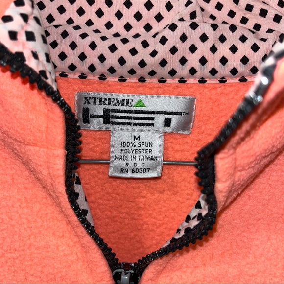 Xtreme heet Orange fleece sweatshirt 90s Vtg fuzzy warm fleece pullover size M - Picture 2 of 3